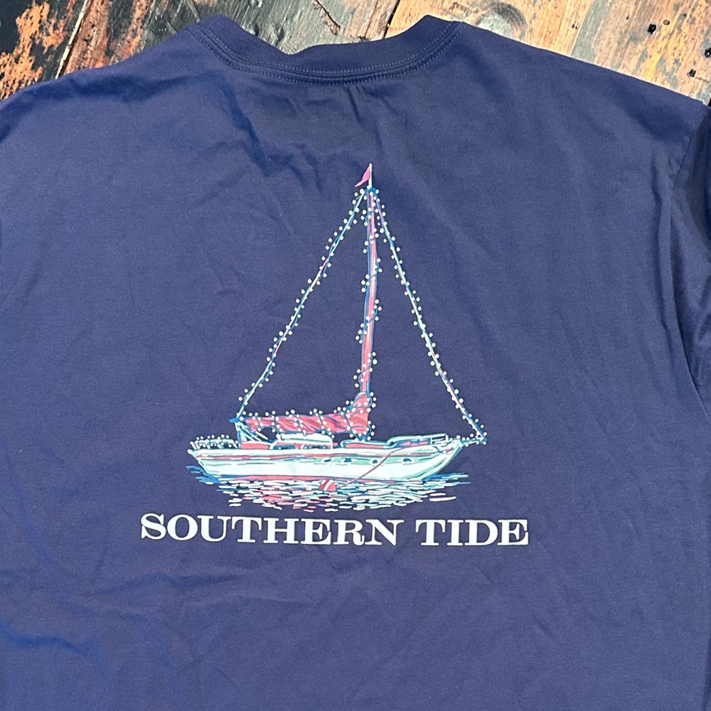 Southern Tide Blue Long Sleeve Tee with Nautical Graphic